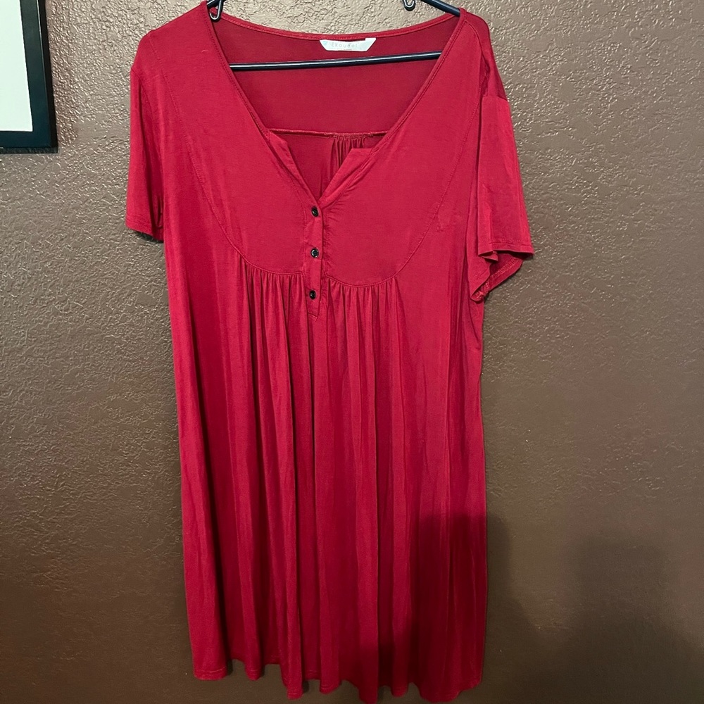 Cranberry maternity dress or nightgown.
